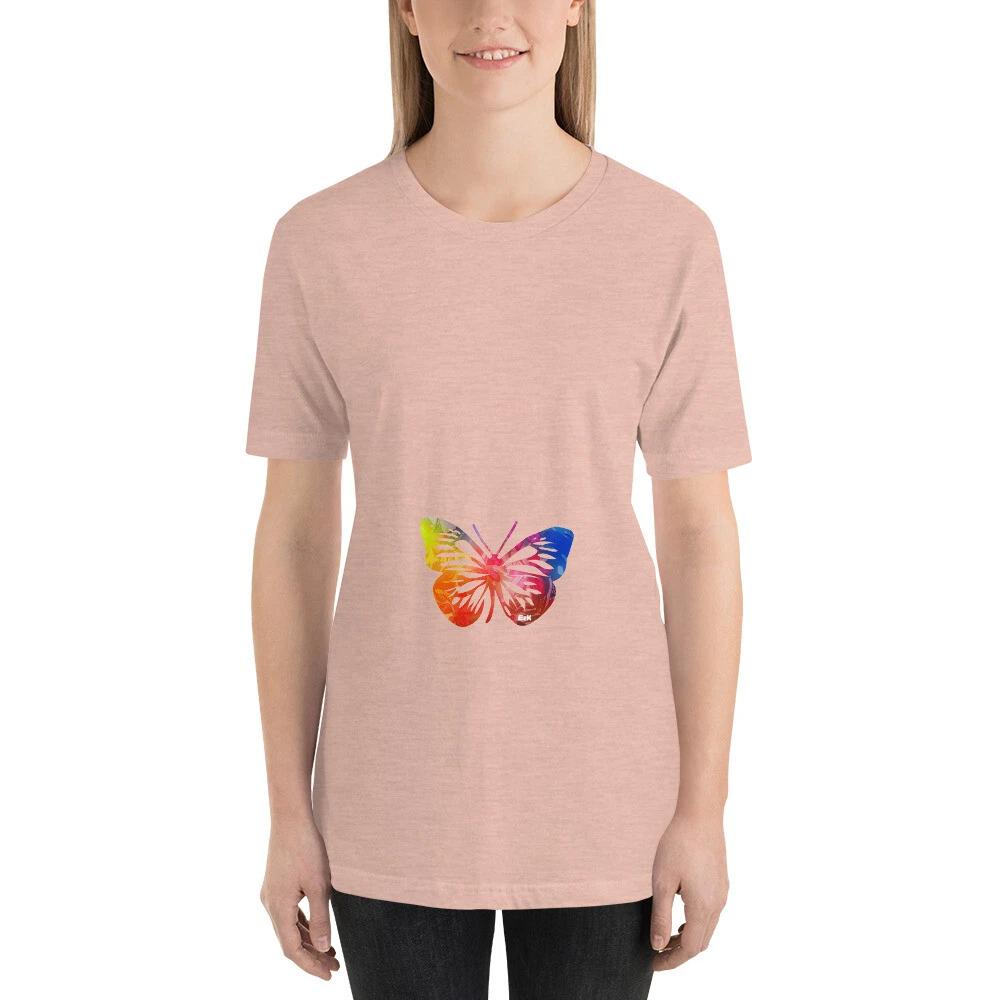 E2K Rainbow butterfly Unisex T-Shirt rainbows ombre flying butterflies insect L