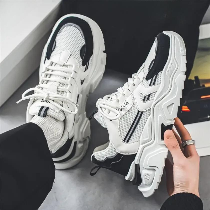 New Summer Men's Breathable Mesh Sports Shoes. Trendy Height-enhancing Casual Dad Shoes for All Occasions