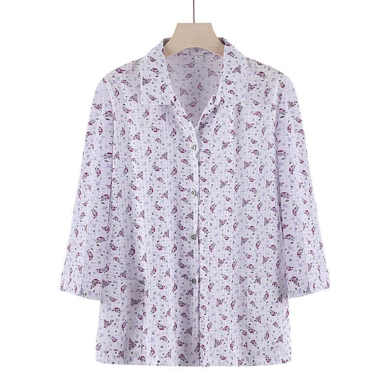 FENGXIAO Women's Retro Jacquard Loose-Fit Blouse