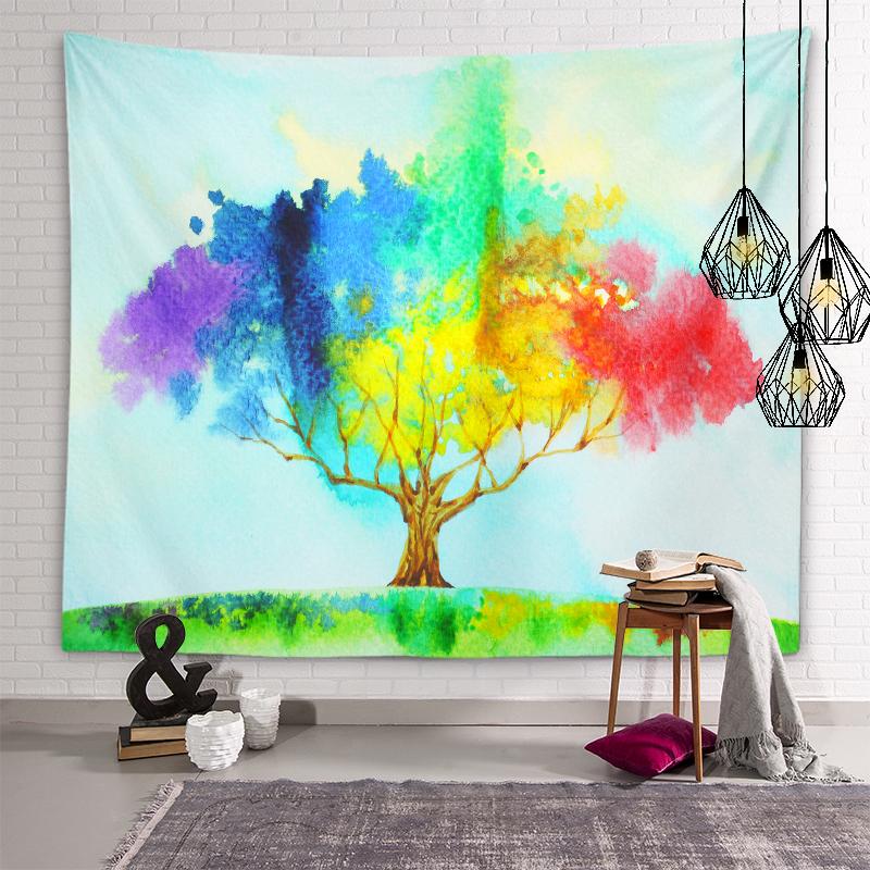 Fashionable Graffiti Tree Series Tapestry Printed Tapestry Home Decoration Wall Hanging Cloth Holiday Furnishings Beach Towel