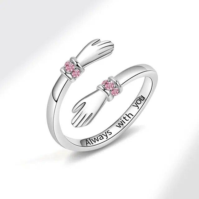 

ANENJERY Hands Hug блестящее кольцо с цирконием для женщин и девочек Freindship нежное креативное открытое кольцо вечерние ювелирные изделия подарки другу розовый