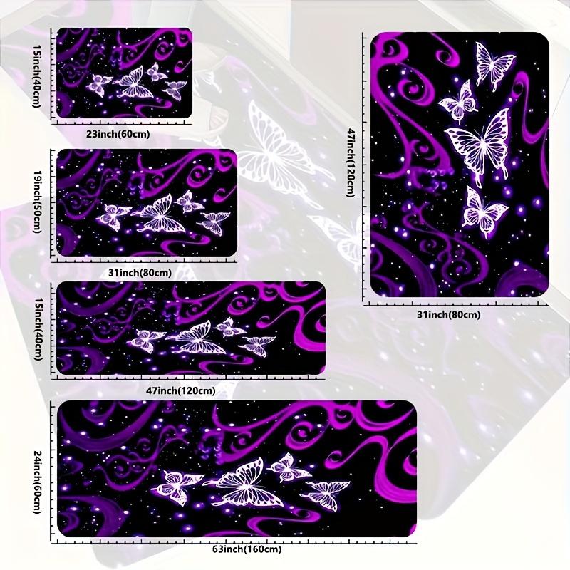 1Pcs Anti Fatigue Kitchen Rugs Purple Butterfly Print Waterproof Non-Slip Thick Cushioned Kitchen Mat Heavy Duty Comfort Standing Mat for Kitchen