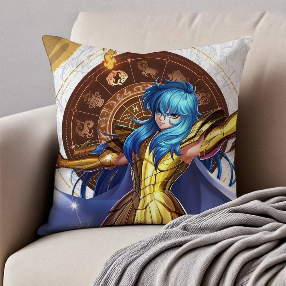 Animation 12 Gold S-Saint S-Seiya Kissenbezug Anti-Hausstaubmilben Kissenbezug Unsichtbarer Reißverschluss Seidig Kurzer Plüsch Sofakissenbezug