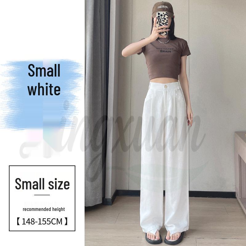 2026 Summer Women's High-Waisted Linen Wide-Leg Pants - Ice Silk Cotton Blend, Lightweight and Casual.