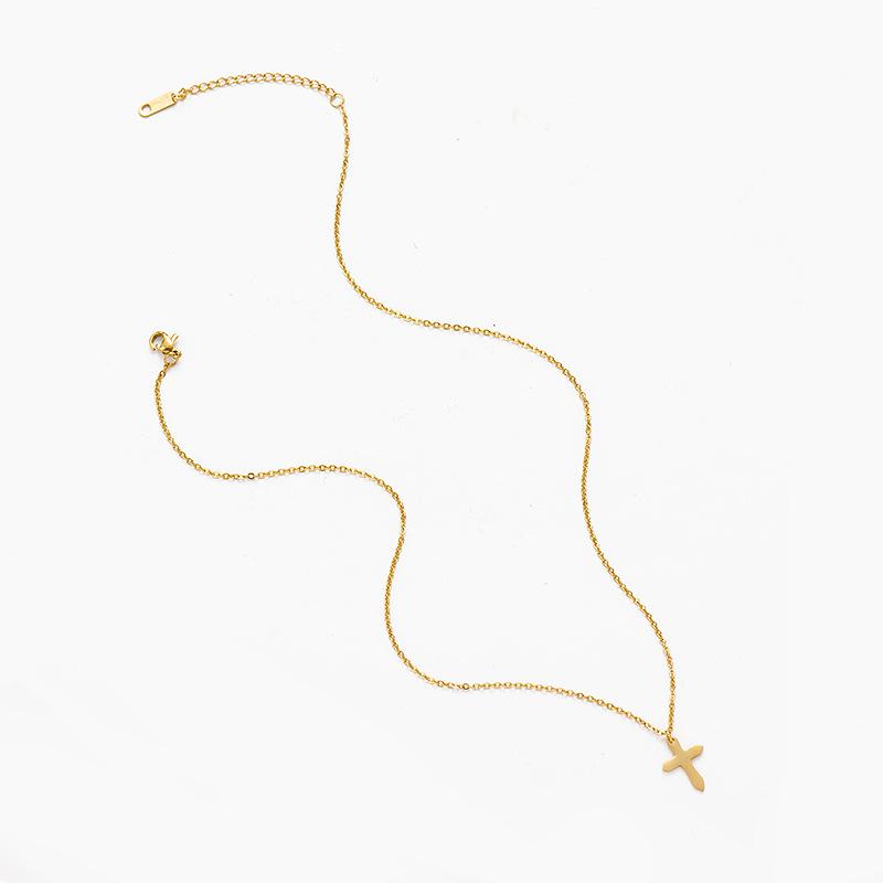 Cross Necklace Stainless Steel Daily Versatile Gold Simple Women'S Fine Titanium Steel Necklace