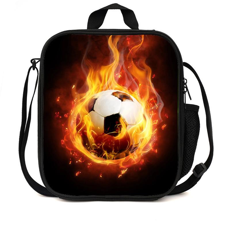 Football Basketball Pattern Children'S Lunch Bag Elementary School Lunch Box Bag Fashion Trend Boys' Lunch Bag