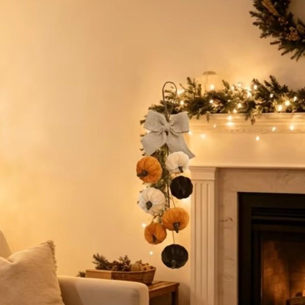 Farmhouse Style Pumpkin Wall Hanging Handmade Artificial Pumpkin Wreath Farmhouse