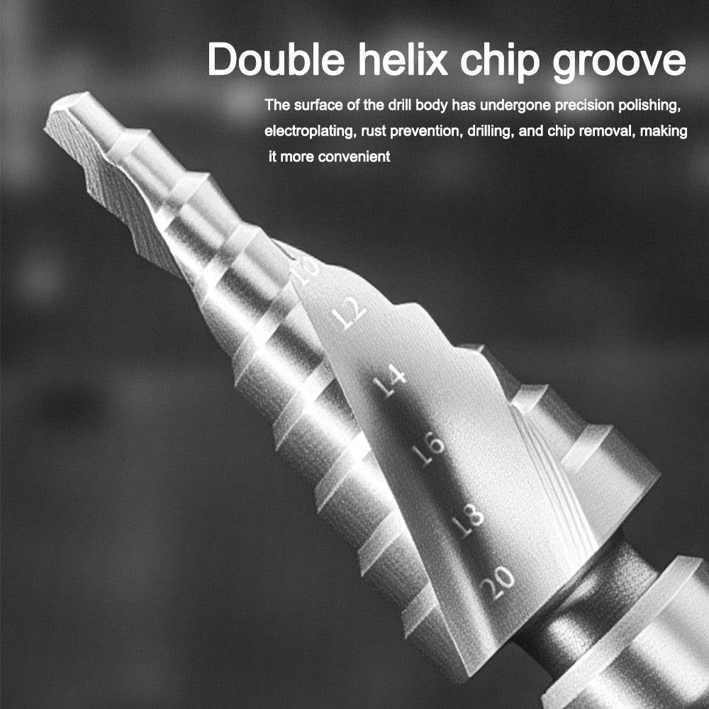 Portable Spiral Groove Step Drill Bit 4-20mm Wear-Resistant Punch Holes Drill Bit Faster Drilling Wood Metal Hole Opener
