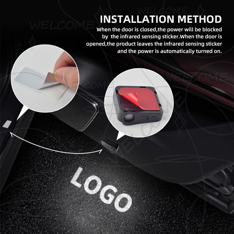 1/2Pcs For Opel Vauxhall VXR OPC Line GTC Logo Car HD Projector Lamp LED Auto Door Welcome Light Interior Decoration Accessories