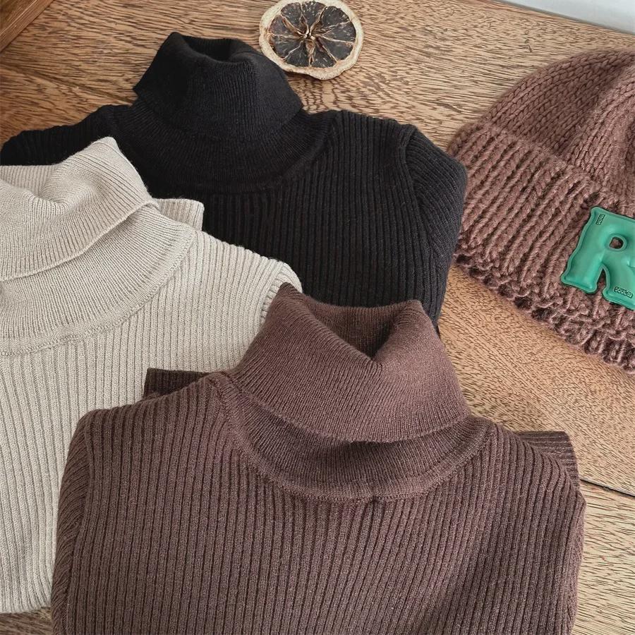 Jiaye 2023 Kinder Plüsch Rollkragen Winterpullover - Dickes, elastisches Oberteil für Jungen & Mädchen