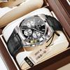 Moderne atmosphärische Drei-Augen-Sechs-Zeiger-Chronographenuhr für Herren, leuchtend, multifunktional, trendige männliche Piloten-Codewatch, Business-Uhr