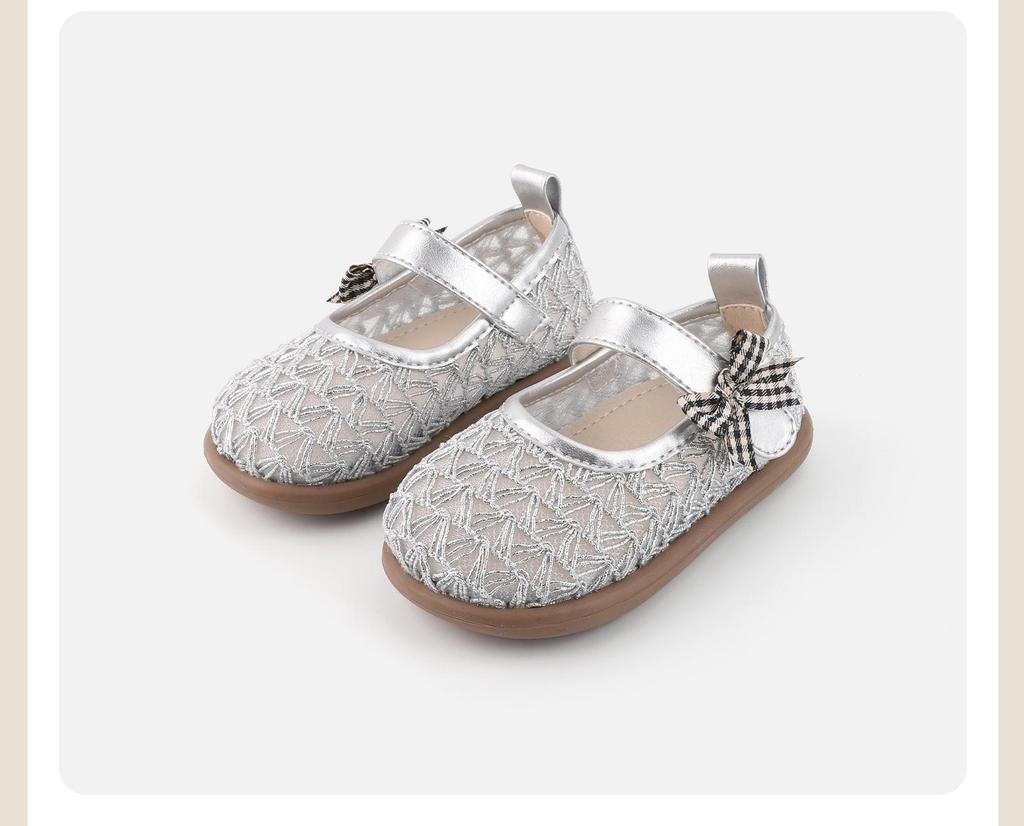 Frühlings-Weichsohlen-Schuhe aus gewebtem Leder für Kleinkinder Mädchen - Atmungsaktives Hohlmuster, Prinzessinnen-Stil