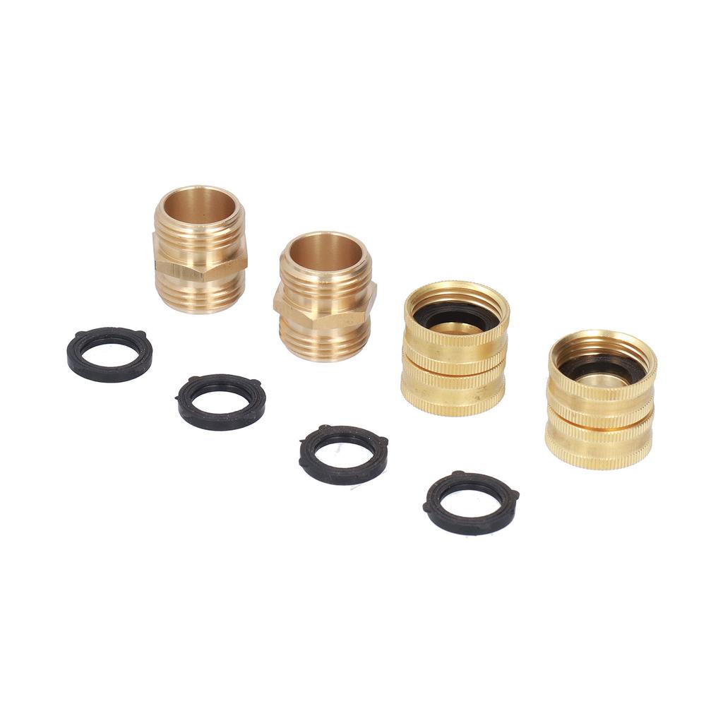 3Celsius4in Brass Water Pipe Connector, Double Threaded Garden Hose Adapter Joint, Brass Water Hose Connector Withstands 200PSI, for All 3Celsius4in G