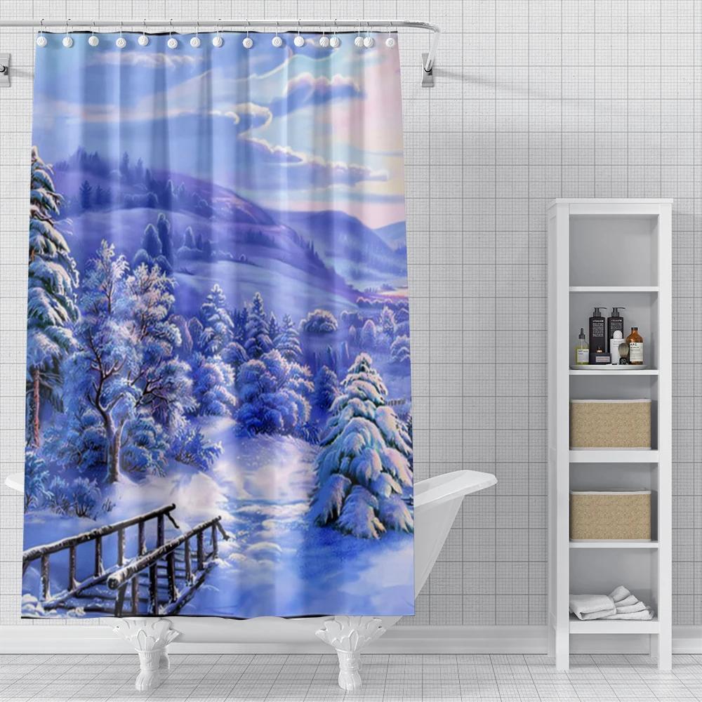 Home Shower Curtains For Bathroom Landscape Animals Waterproof Fabric Bathroom Curtains Modern Shower Curtain 180X200 240X200