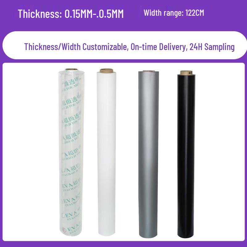 

EVA High-Transmittance Silver-Gray Frosted Matte Film with Eco-Friendly PEVA Black/White Inner Lining 0.25mm Thick * 122cm Wide