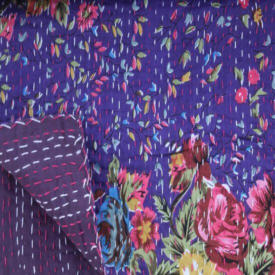 Aizza Trends Handmade Pure Cotton Printed Kantha Quilt  - Traditional Look Bed Spread Kantha Gudri - Vintage Hand Stitch Gudri