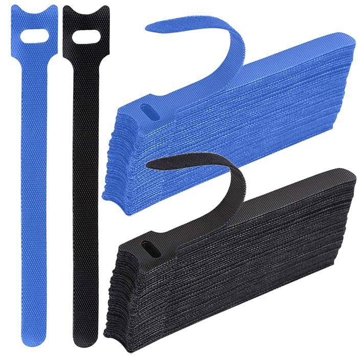 Sangles de câble réglables - AIMOONSA - Lot de 100 - Nylon - Réutilisables - Boucle à œillet