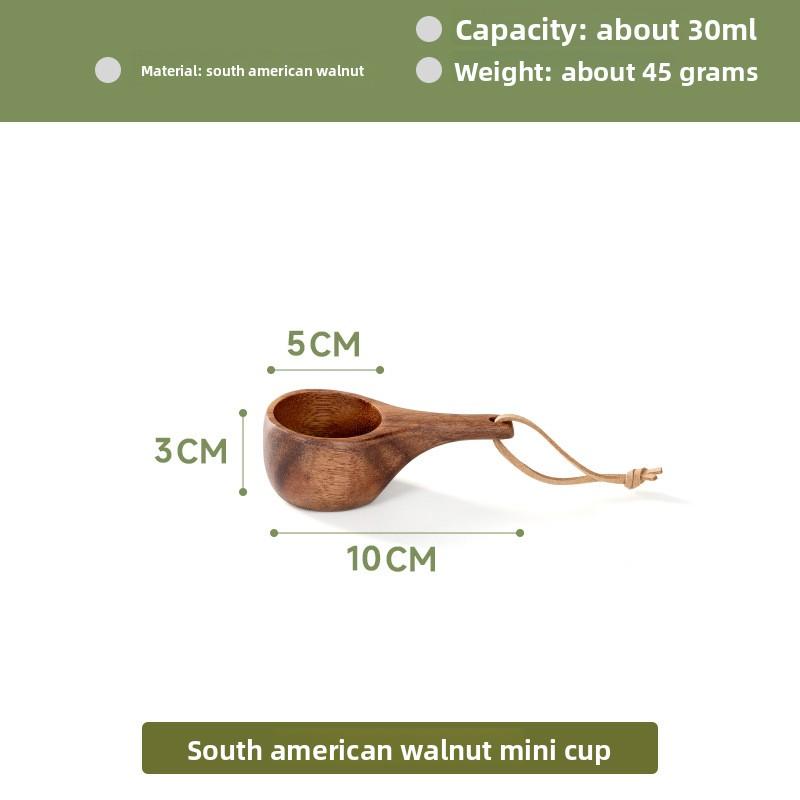 DIY Walnut Wooden Milk Cup Acacia Wood Salad Cup Solid Wood, Creative Mug with Handle Coffee Mug