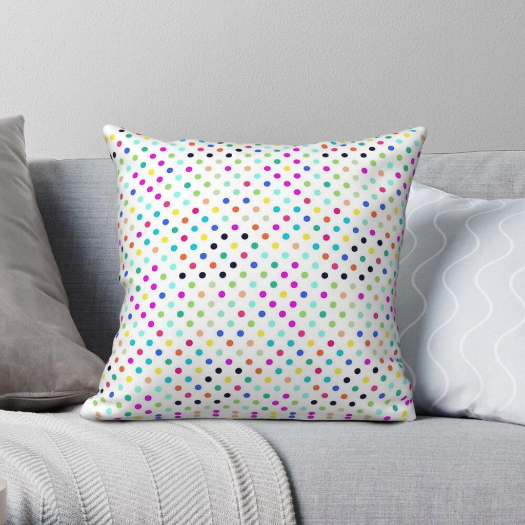 Colorful Polka Dots Square Pillowcase Polyester Linen Velvet Printed Zip Decorative Bed Cushion Cover
