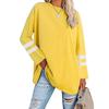 2022 Women's Loose Color Block T-Shirt with Drop Shoulder Sleeves and Round Neck