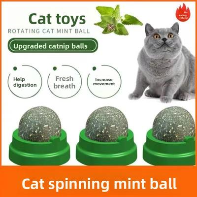 Pallina di Erba Gatta Giocattoli per Gatti per Auto-intrattenimento e Noia, Palline Rotanti di Erba Gatta per la Pulizia dei Denti Forniture per Animali Domestici