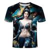 Summer Round Neck 3D Beauty Print Top Fashionable Casual Short Sleeved Men's T-shirts