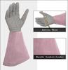 Women Gardening Glove Thorn Proof, Pink Extra Long Oxford Cloth AU Pink Gloves