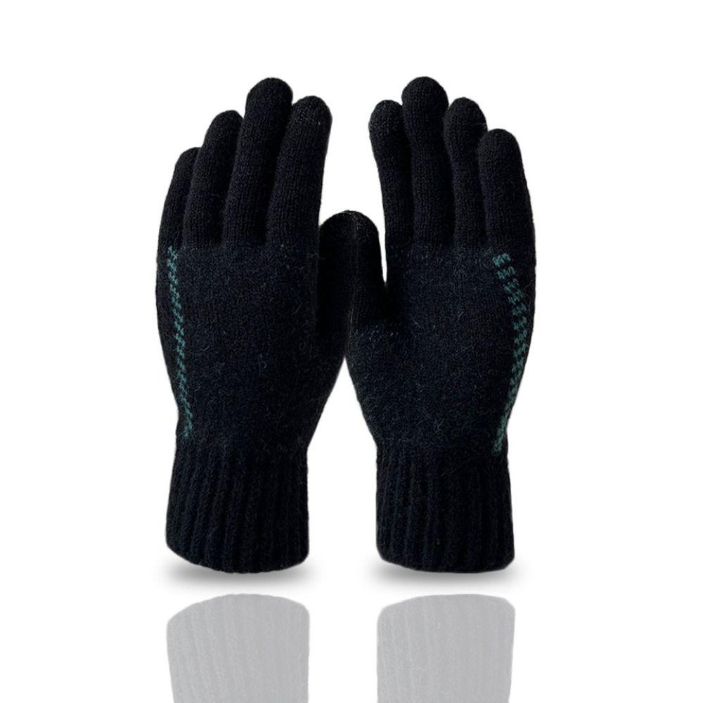 Touchscreen Knitted Woolen Gloves Solid Color Full Finger Gloves Soft Men Knitted Gloves  Male