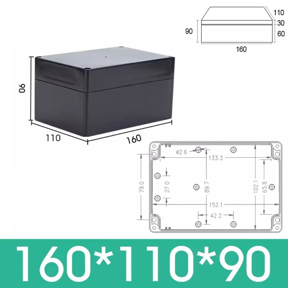 New 1pcs Waterproof Black DIY Housing Instrument Case ABS Plastic Project Box Storage Case Enclosure Boxes Electronic Supplies