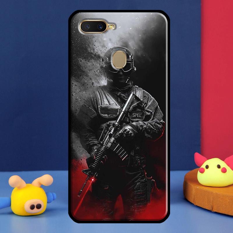 Tactical Swat Gear Pattern Case For Oppo A98 A78 A58 A15 A16 A17 A5 A9 A91 A52 A72 A76 A96 A74 A94 A54 S A57 A77 Cover