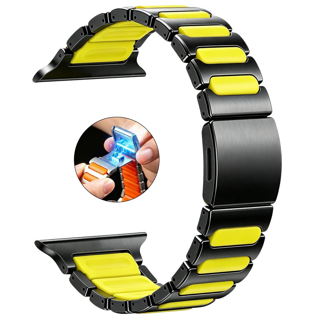 Magnetic Clasp Watchbands Comfort Silicone & Titanium Band for Apple Watch Ultra 3 2 49mm Bracelet Strap Fot Series 11 10 9 & SE