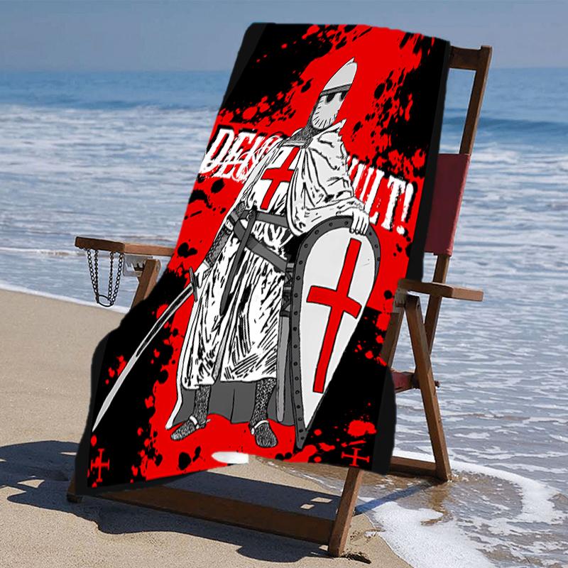Proof Beach Towel with a Knights Templar1 Pattern - Soft,absorbent,quick-drying,machine Washable - Perfect for Swimming,camping,bathing