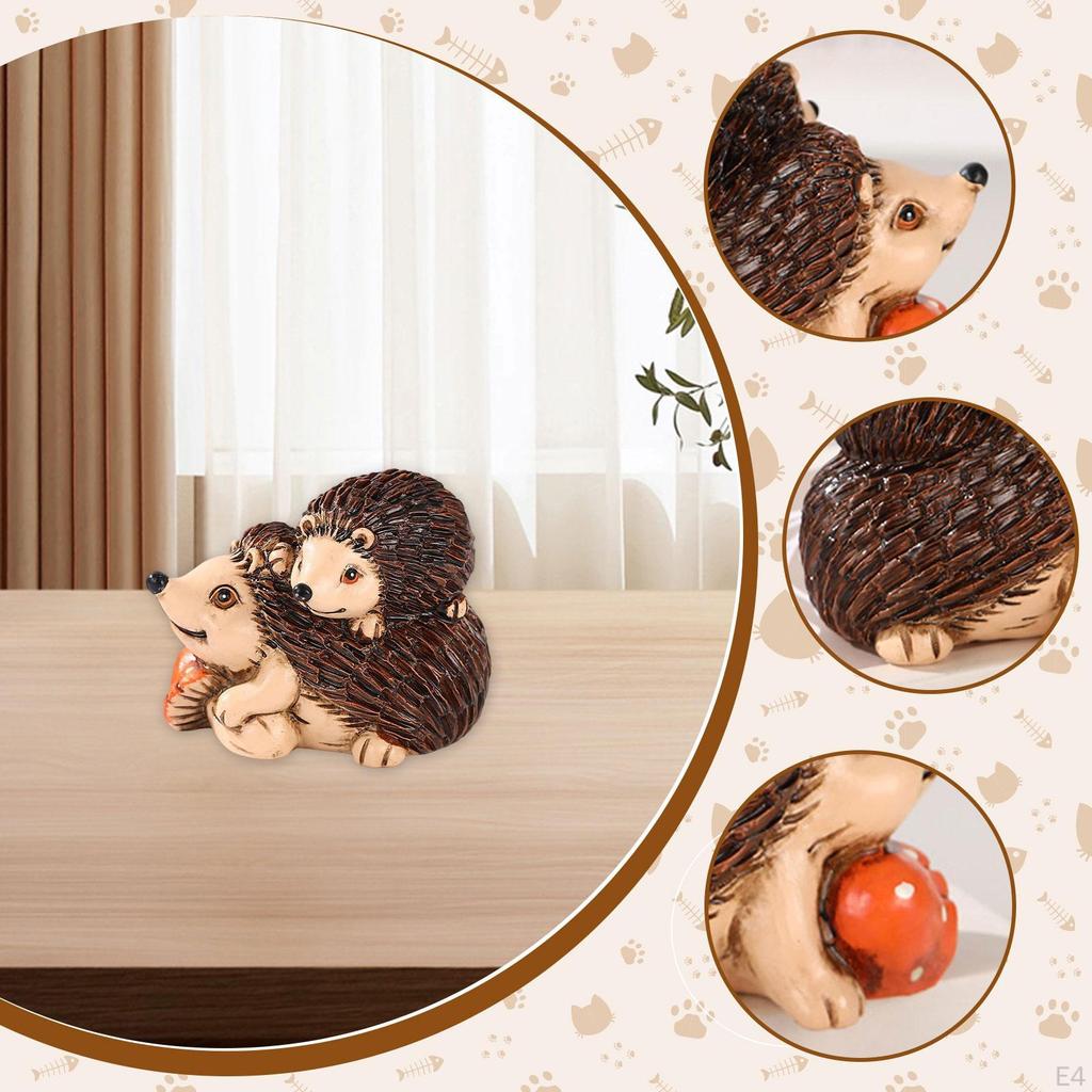 Hedgehog Figurine Animal Sculpture Small Creative Desktop Ornament Garden Accessories for Fireplace