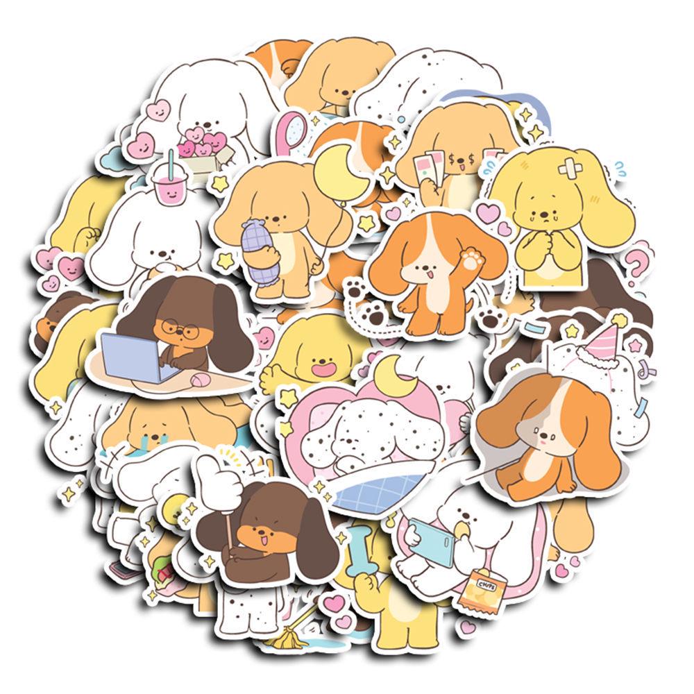 Cute Tired Puppy Cartoon Stickers for Suitcases, Laptops & DIY Albums - 40 Waterproof Designs