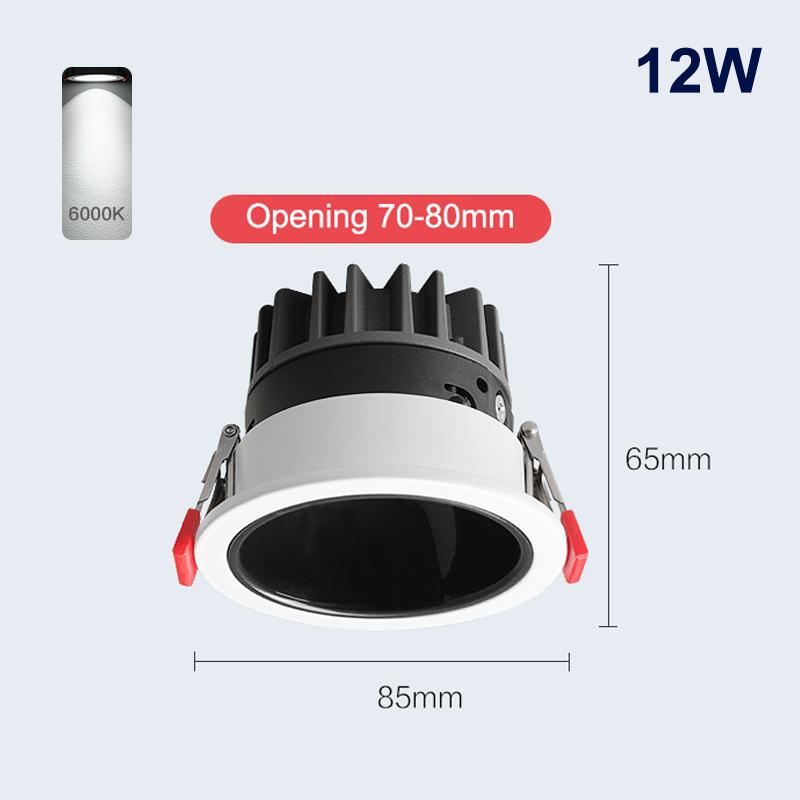 Recessed Aluminum Cob Led Downlights 7W 10W 12W Led Ceiling Lamp Led Spot Lights Background Lamp Indoor Lighting 110V/220V
