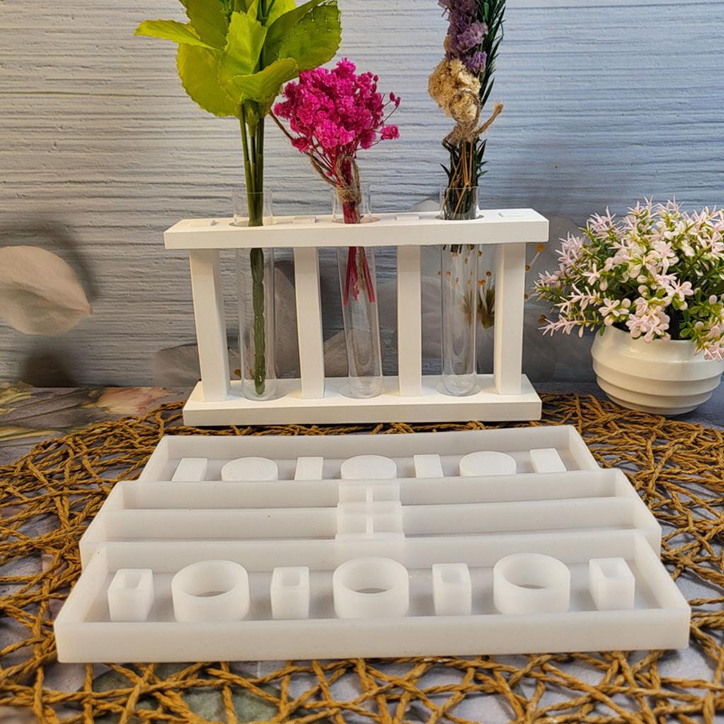 Silicone Resin Molds for Hydroponic Plant Propagation Flower Holder Mould with 3 Test Tubes Home Decoration Moulds