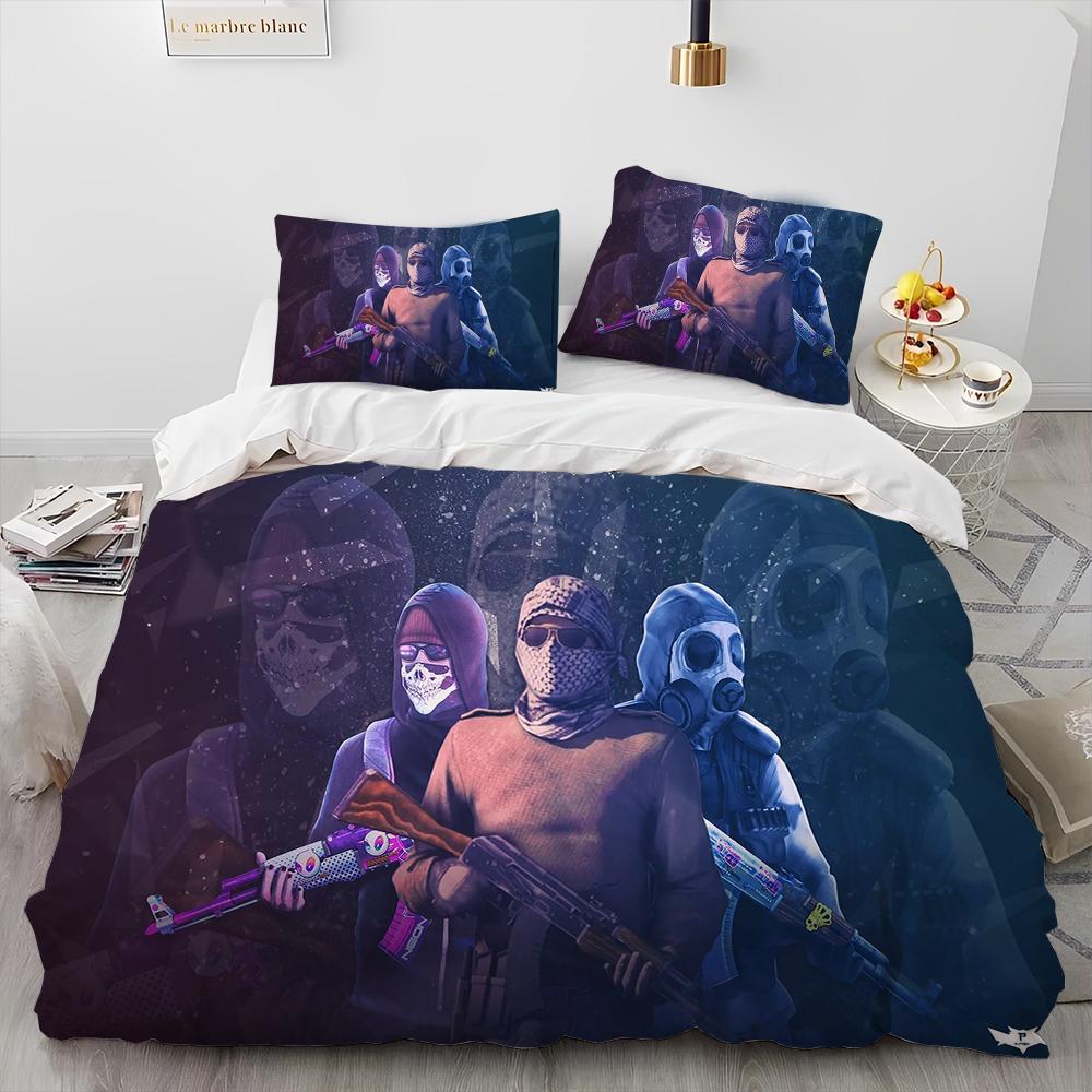 CS GO,Game Gamer,Counter Strike Comforter Bedding Set,Duvet Cover Bed Set Quilt Cover Pillowcase,king Queen Size Bedding Set Kid