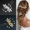 Fashion U-shaped Hairpin Hair Clips Leaf Pearl Hair Bridal Headwear Wedding Jewelry Hair Accessories