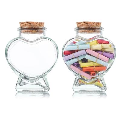 Bouteille en Verre en Forme de Cœur de Pêche Étoiles Origami Artisanat Bouteille de Rangement Bouteille à Message Créative pour la Maison