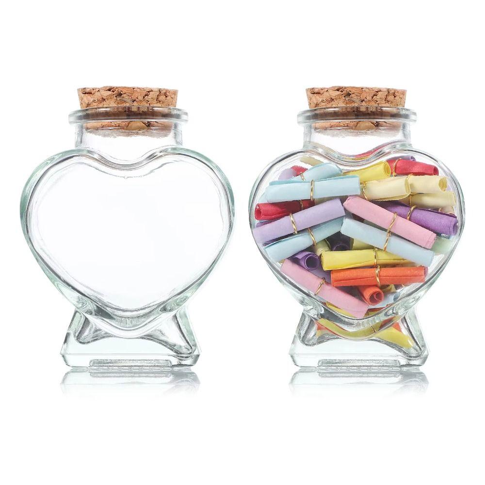 Peach Heart Shape Origami Stars Glass Bottle Craft Storage Bottle Creative Drift Bottle  for Home