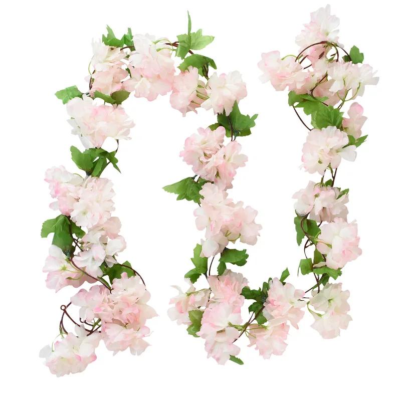 

2M Artificial Cherry Blossom Lights String Vines Hanging Vine Garland Artificial Flowers for Outdoor Indoor Wedding Wall Decor
