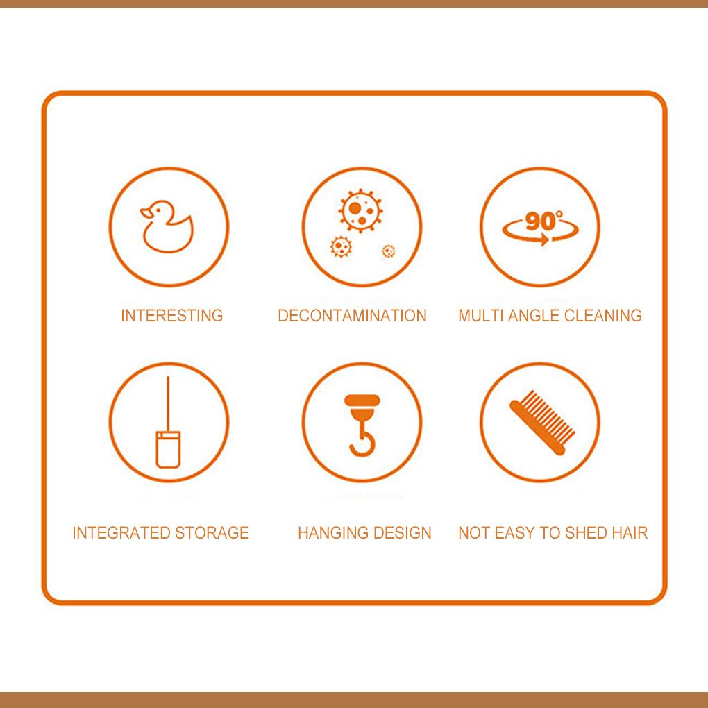 Toilet Brush Holder Cute Silicone Scrubber with Long Handle Quick Drying Bracket Flexible Brushes Bathroom Cleaning Accessories