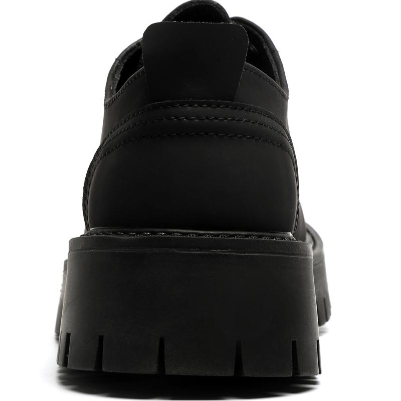 Men's Spring Casual Vintage Thick Sole High Quality Shoes Smart British Style Black Wide Foot Trendy Shoes Leather Casual Shoe