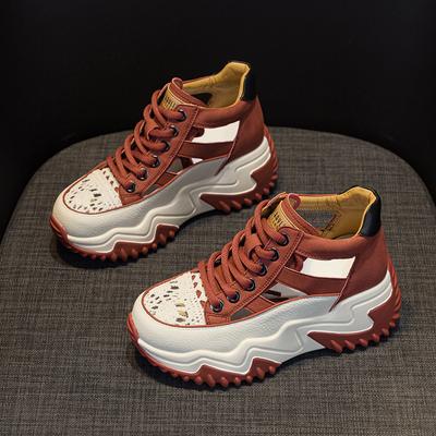 Leather Hollow Dad Shoes Women's Summer New Casual Fashion Retro Lightweight Inner Height-increasing Shoes Platform Sandals