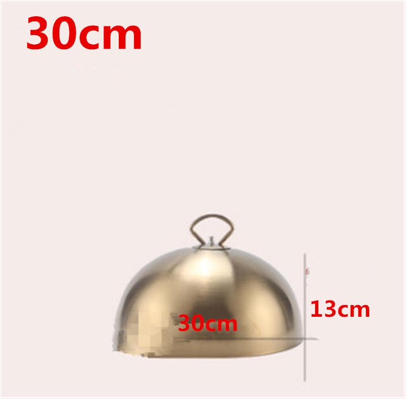 Golden and Stainless steel steak cover luxury western food covers thick iron plate cover 20cm to 28cm gold non-magnetic food lid