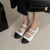 2025 Spring New Round Head Retro French Flat Bottom Shallow Mouth Mary Jane Women's Single Shoes Leather Fresh Low Heel