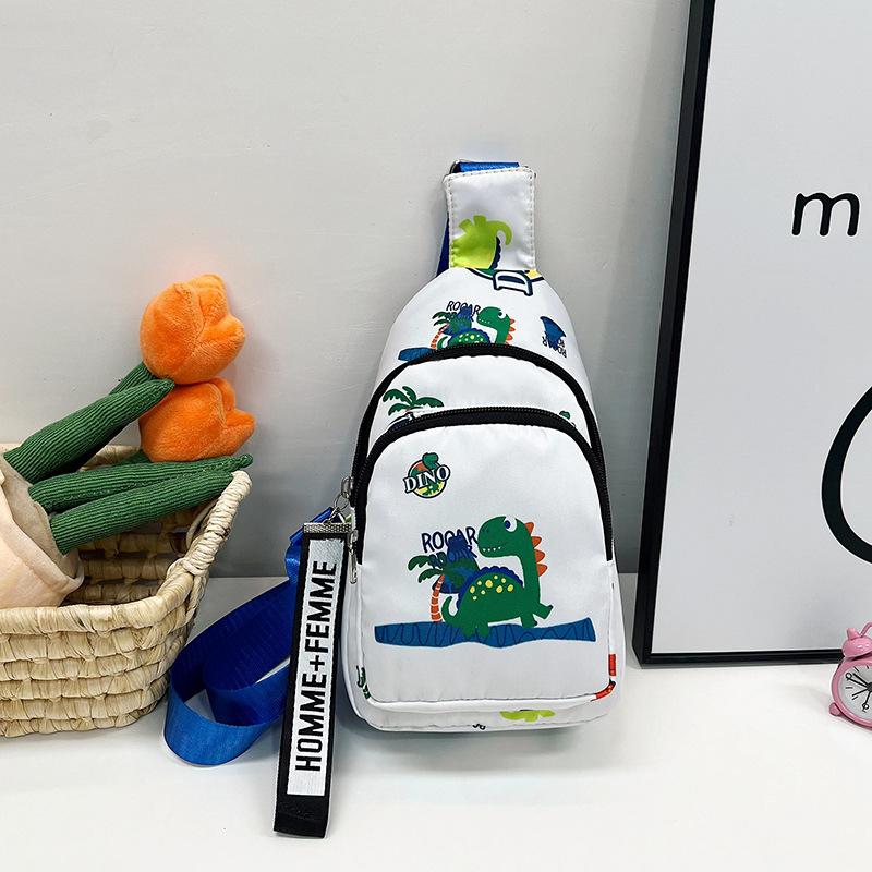 Autumn and Winter New Children's Bags Cute Dinosaur Printed Baby Shoulder Boys Canvas Satchel Children's Breast Bag