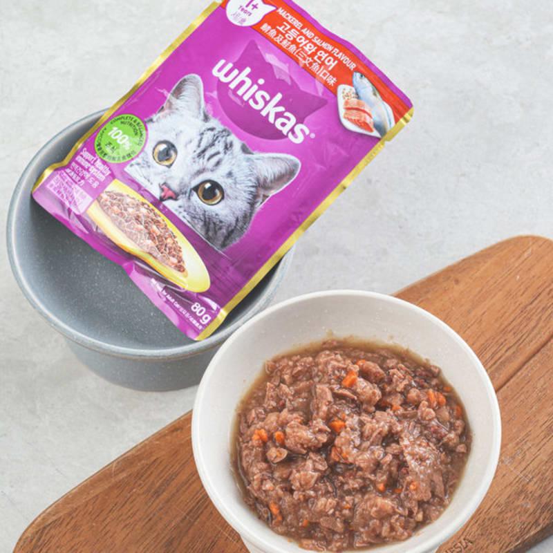 [Pet] Wiscas Adult Cat Pouch 80 G Mackerel And Salmon