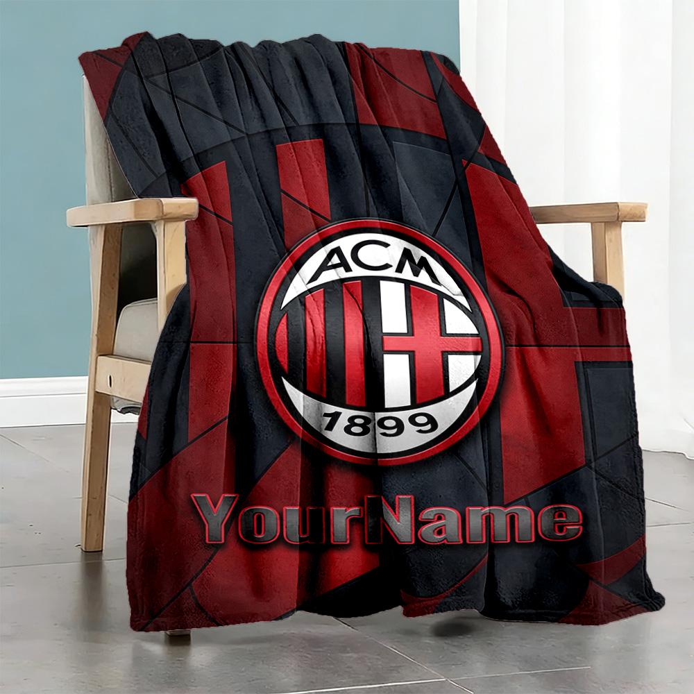 Ac Milan Personalized Text Blanket Gift Personalized Blanket Soft & Cozy Perfect for Couch Sofa Office Nap Ideal for All Seasons