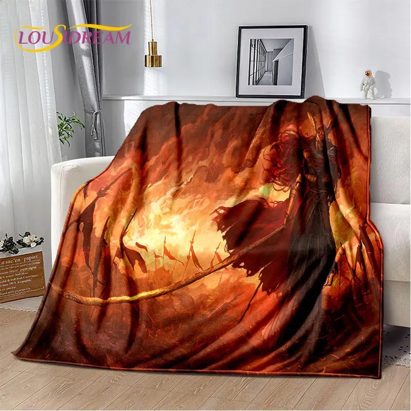 Elden Ring Jeu Joueur Couverture Peluche Douce Imprimée en 3D, Couverture Flanelle Couverture Jetée pour Salon Chambre à Coucher Lit Canapé Couverture Pique-nique